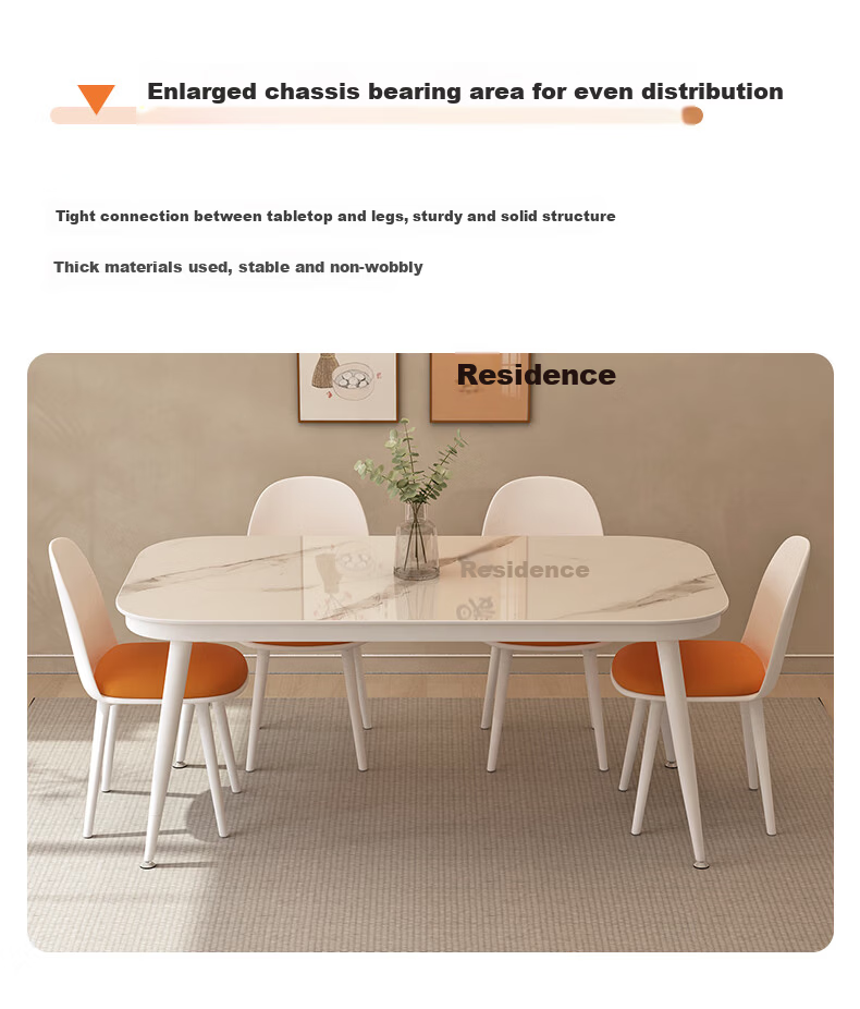 Fanshe Home Dining Table Marble Pattern Simple Small Apartment Rectangular Tempered Glass Dining Table for 4-6 People 13