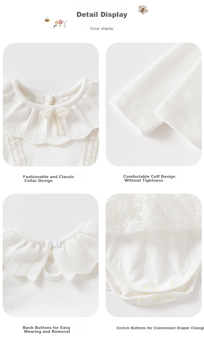 VOONLIE Baby Spring Newborn Romper Girls Princess Full Moon 100 Days Bodysuit Skirt Jumpsuit Spring Autumn 3