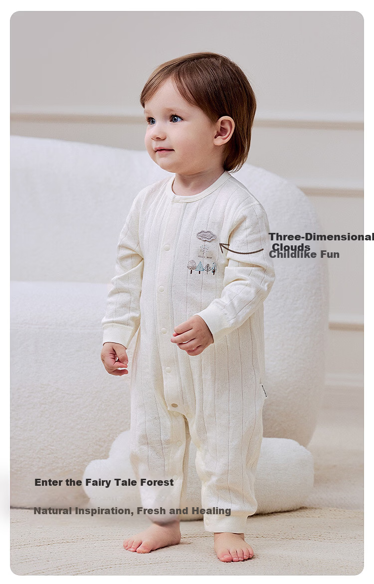 Babylove Baby Romper Spring and Autumn Unisex A-Class Pure Cotton Long Sleeve Jumpsuit Double-Layer Jacquard Breathable Crawling Suit 6