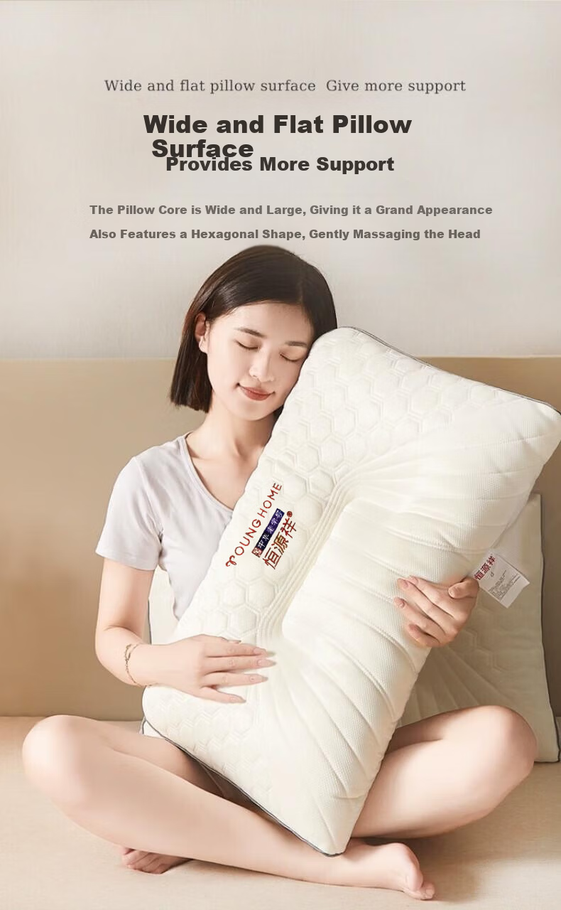 Hengyuanxiang Antibacterial Pillow Core Neck Support Pillow for Cervical Spondylosis Deep Sleep Low Pillow 45*70cm Pair 6