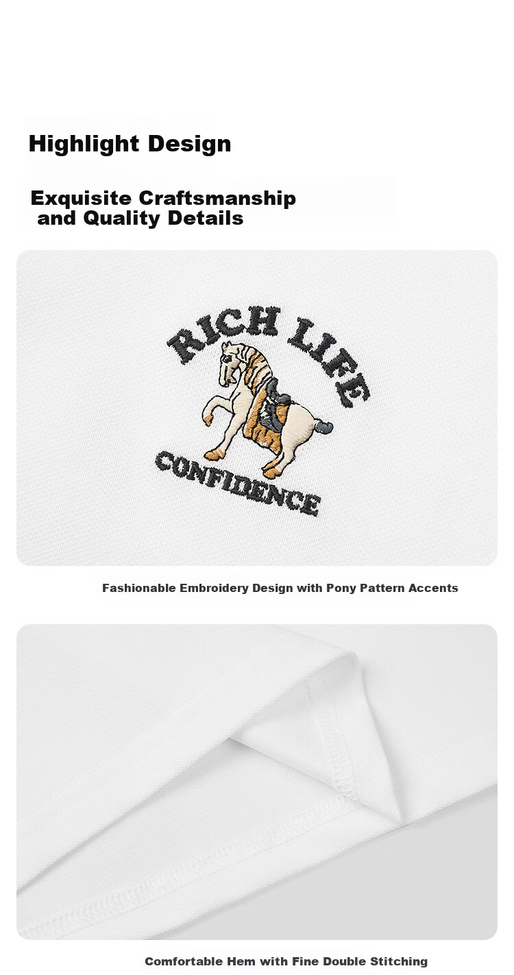 HLA Short-Sleeve Polo Shirt for Men, 2026 Year of The Horse Series, Lucky Horse Design, Summer Wear 2