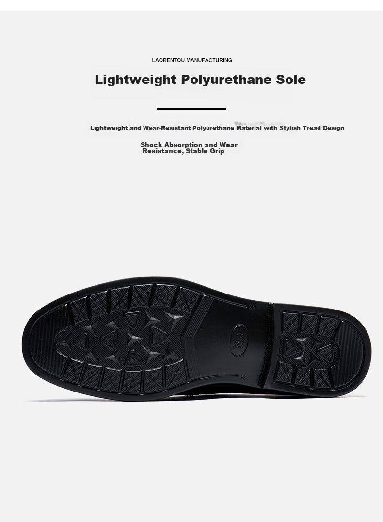 LAORENTOU Men's Leather Shoes, Business Casual Shoes, Breathable Soft Upper Formal Men's Shoes, Slip-On Dad Shoes, A20231, Black, Size 41 7