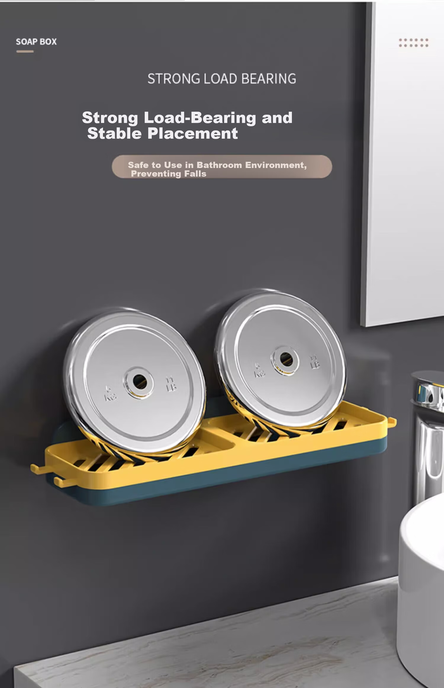 Tingjian Time Wall-Mounted Soap Box Storage Rack No-Drill Bathroom Sink Double-Layer Draining Soap Holder 23