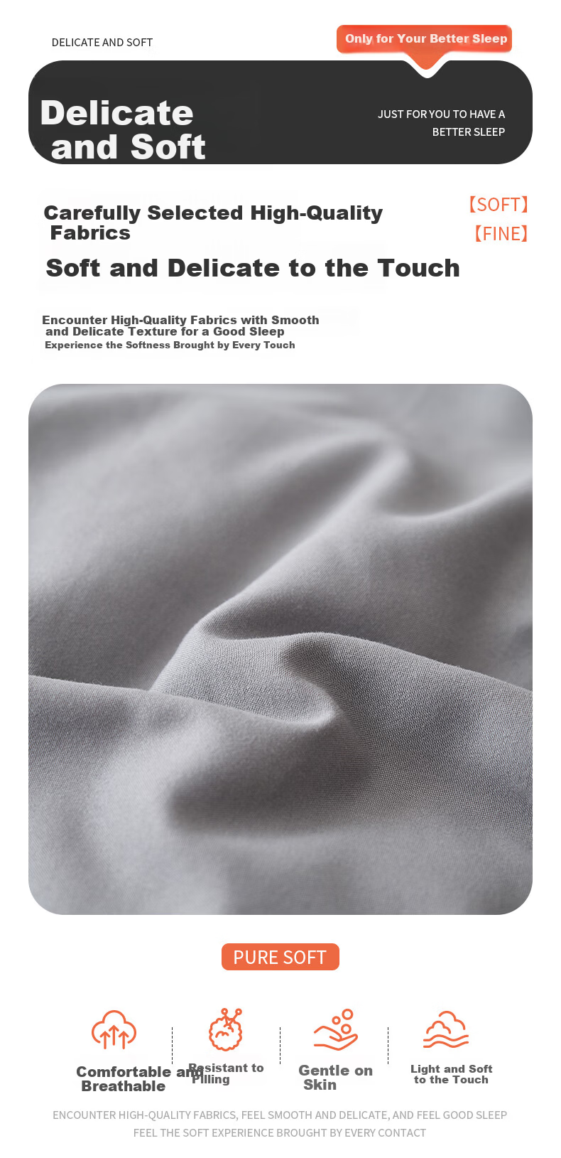 Grace A-Class Antibacterial Single Quilt Cover Skin-Friendly Student Single Duvet Cover Core Set Ink Pine Gray 200*230cm 3