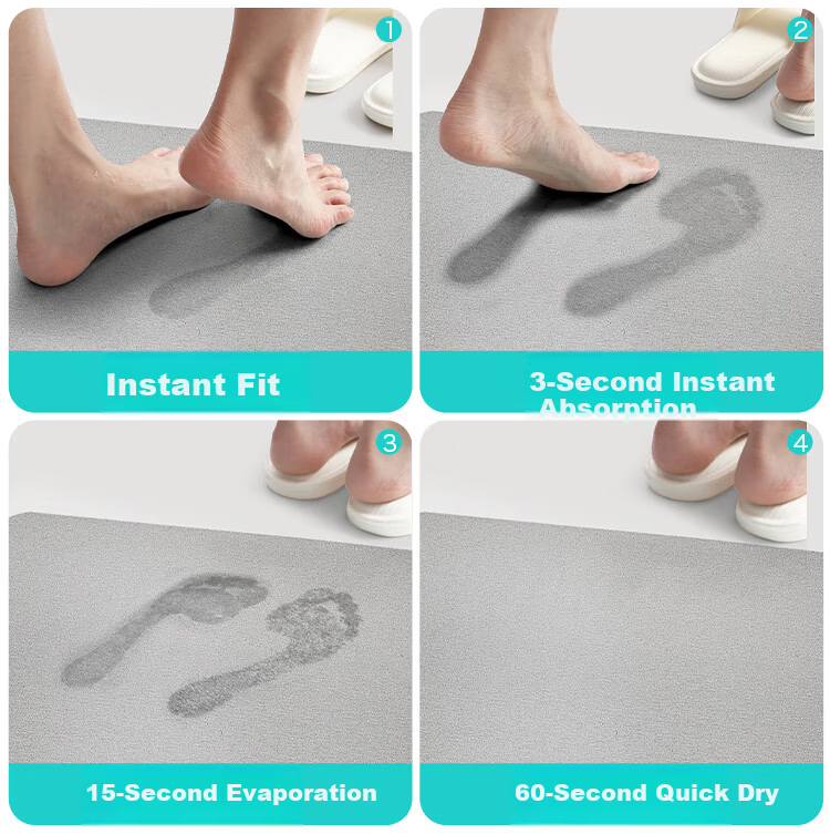 Dajiang Hard Diatom Mud Water-Absorbent Bath Mat Non-Slip Bathroom Door Toilet Floor Mat 39x60cm 4