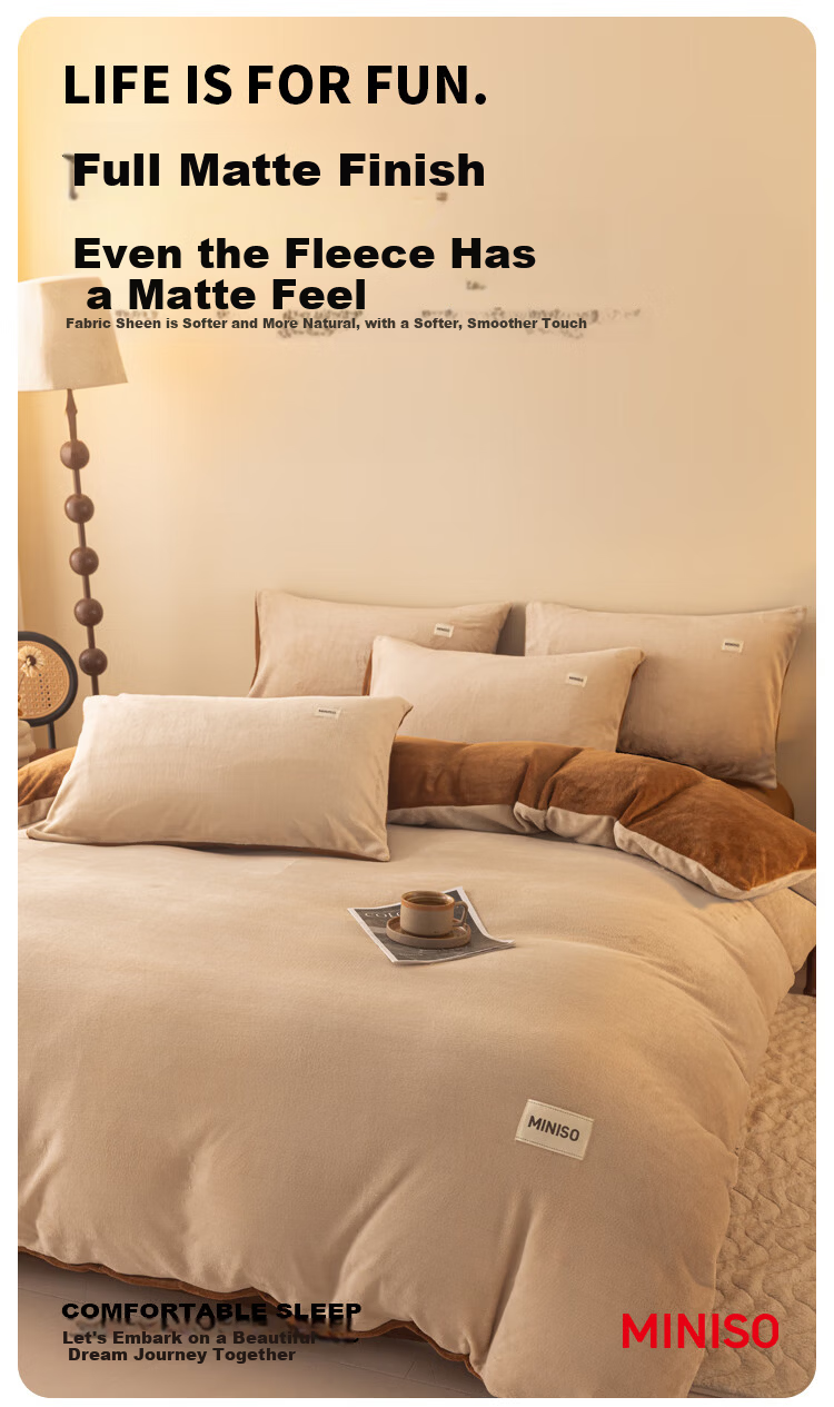 MINISO Milk Velvet Duvet Cover 150x200cm Winter Fleece Quilt Single Piece for Student Dormitory Single Bed 1.5m X 2m 3