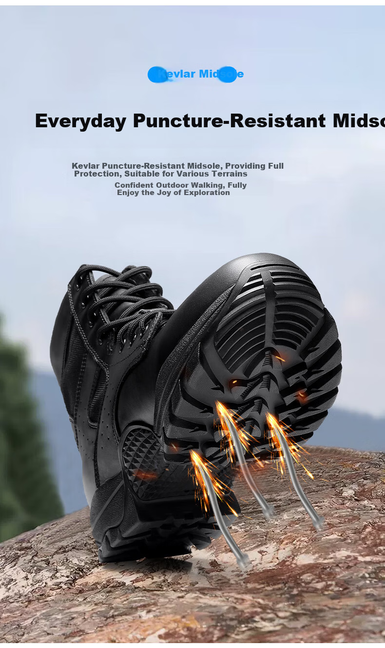 Qiangren Men's Boots Jihua 3515 Original Training Boots Outdoor Anti-Puncture Windproof Sports Boots JDA24336 Black Size 46 5