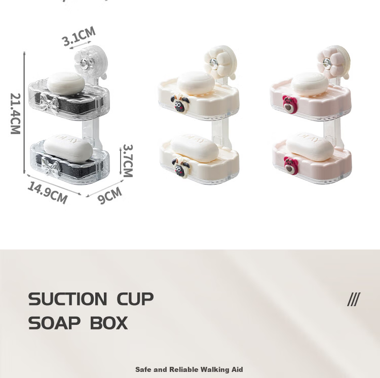 Bydoll Suction Cup Soap Dish Wall-Mounted Single-Layer Draining No-Drill High-End Home Bathroom Balcony Soap Holder Organizer 23