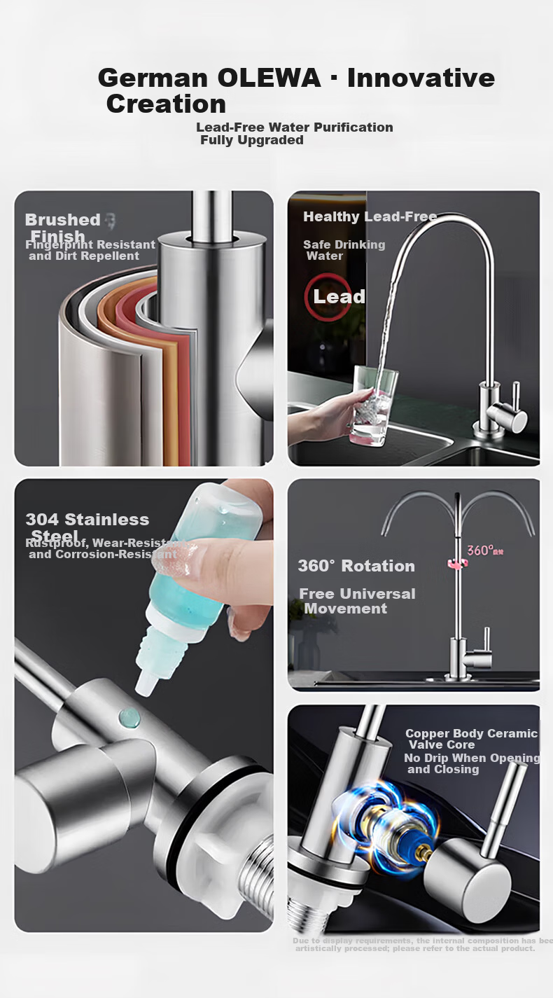 OLEWA Germany Water Purifier Faucet 304 Stainless Steel Single Outlet Water Purifier 1/4" 3/8" Household Direct Drinking Z501 6