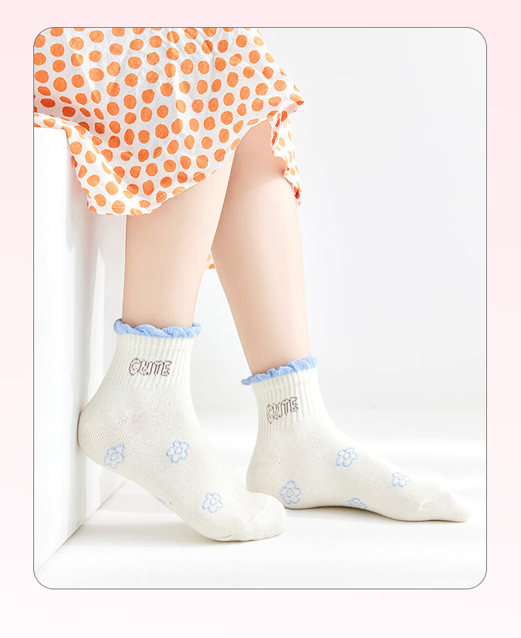 MiiOW Children's Socks for Girls, [Soft And Comfortable Cotton + Versatile], Mid-Calf Socks, Casual Cotton Socks for Baby Girls in Puberty 19