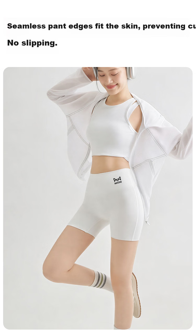 Miiow Probiotic 10A Antibacterial Safety Shorts Women's Anti-Exposure Ice Silk Seamless Tummy Control 3-in-1 Leggings 2-Pack L 8