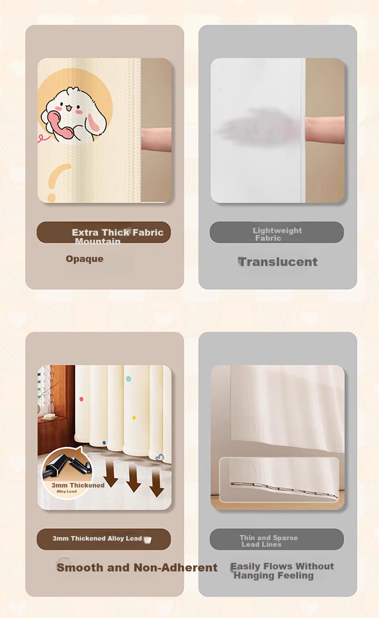 Lianxiangke Waterproof Mildew-Resistant Bathroom Shower Curtain No Drilling High-End Shower Curtain Four Seasons Peace 150*180cm Single Curtain 4
