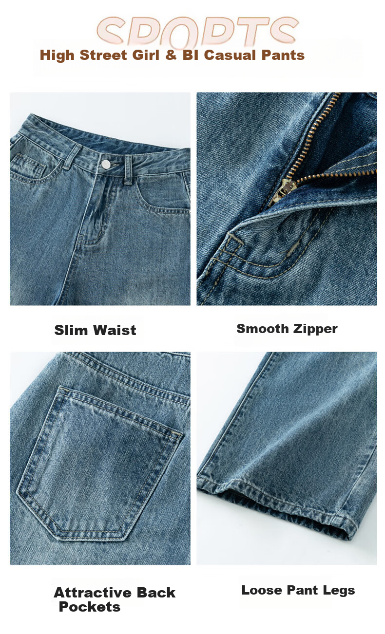 Langsha Narrow Fit Women's Jeans Spring Autumn 2026 New Wide Leg High Waist Loose Draped Slim Straight Floor-Length Pants 7