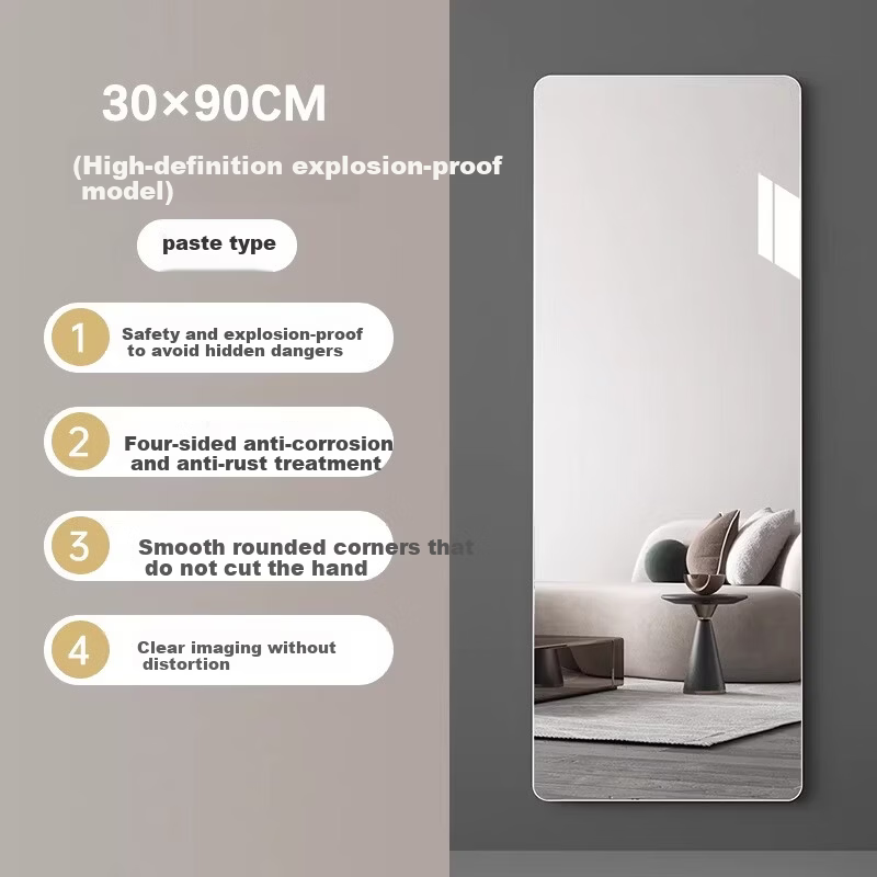 Millennium Mansion Self-Adhesive Wall Mirror Full-Length Bedroom Makeup Hanging Dressing Mirror 30*90cm