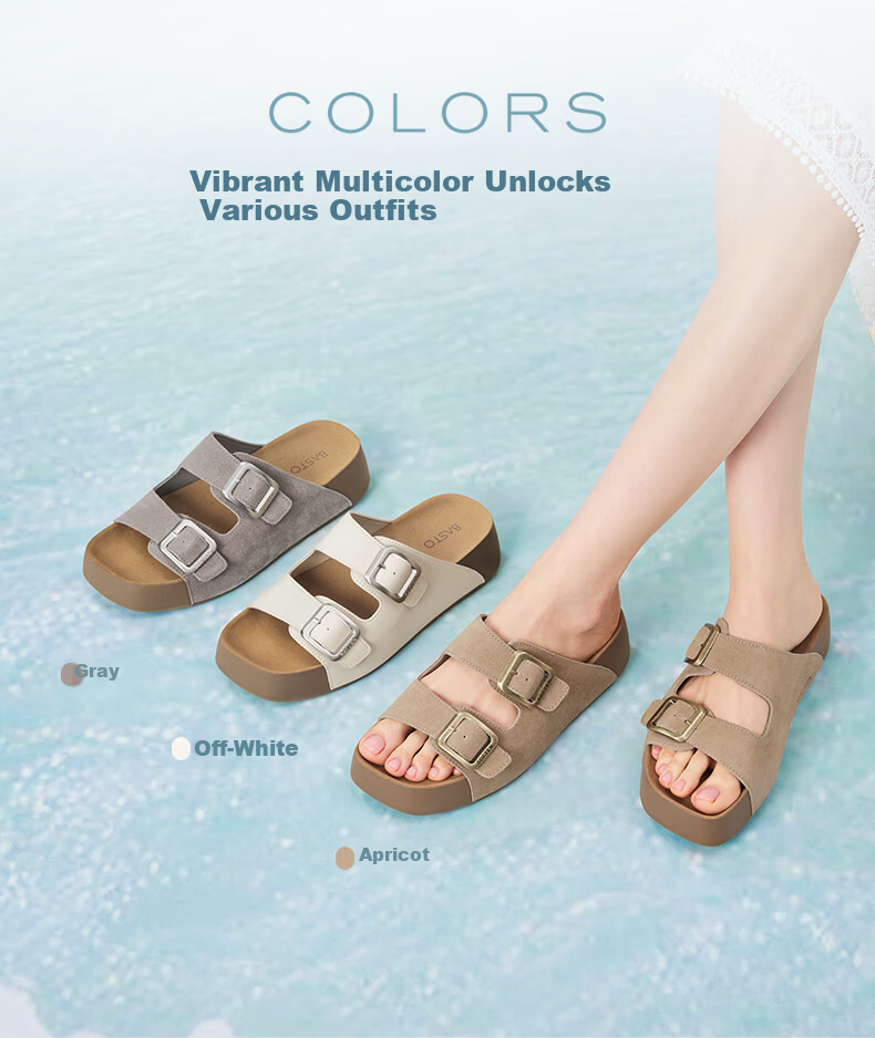 BASTO 26 Summer Birkenshoes Simple Outdoor Casual Women's Slippers T9361BT6 Gray 38 3