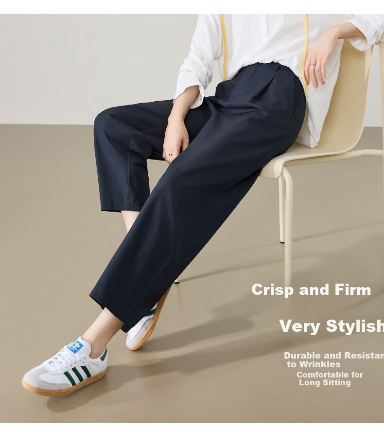 ESE-Y Women's Cropped Sickle Pants 2026 Spring Autumn Slim Fit Petite Harem Casual Pants Beige 29 5