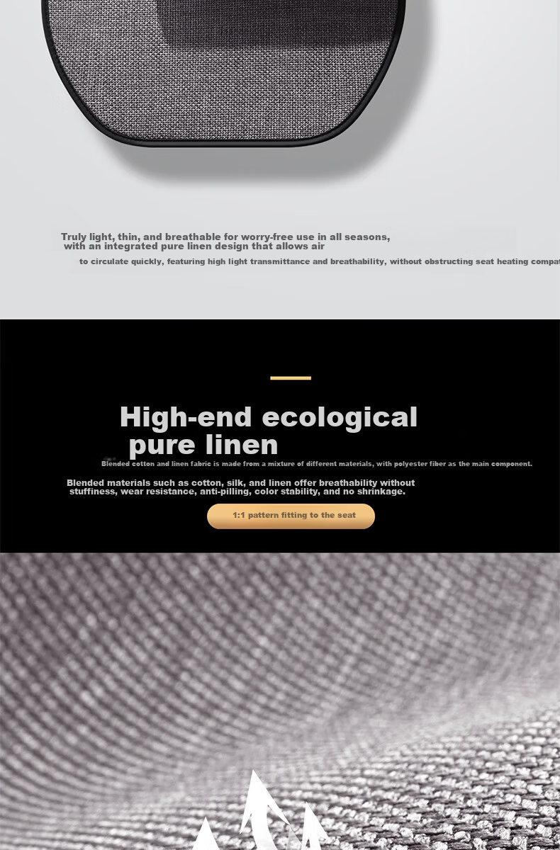 Jiabalan Car Seat Cushion Linen Semi-Enclosed Four-Season Universal Ventilated Breathable Comfortable Seat Cover Cushion 11