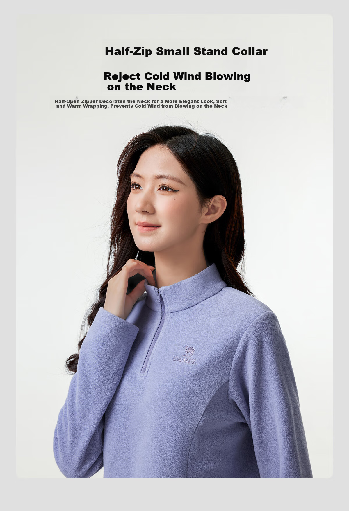 CAMEL Women's Outdoor Fleece Jacket High Collar Windproof Heated Warm Anti-Static Softshell Liner Men's Polar Fleece Coat K172 11