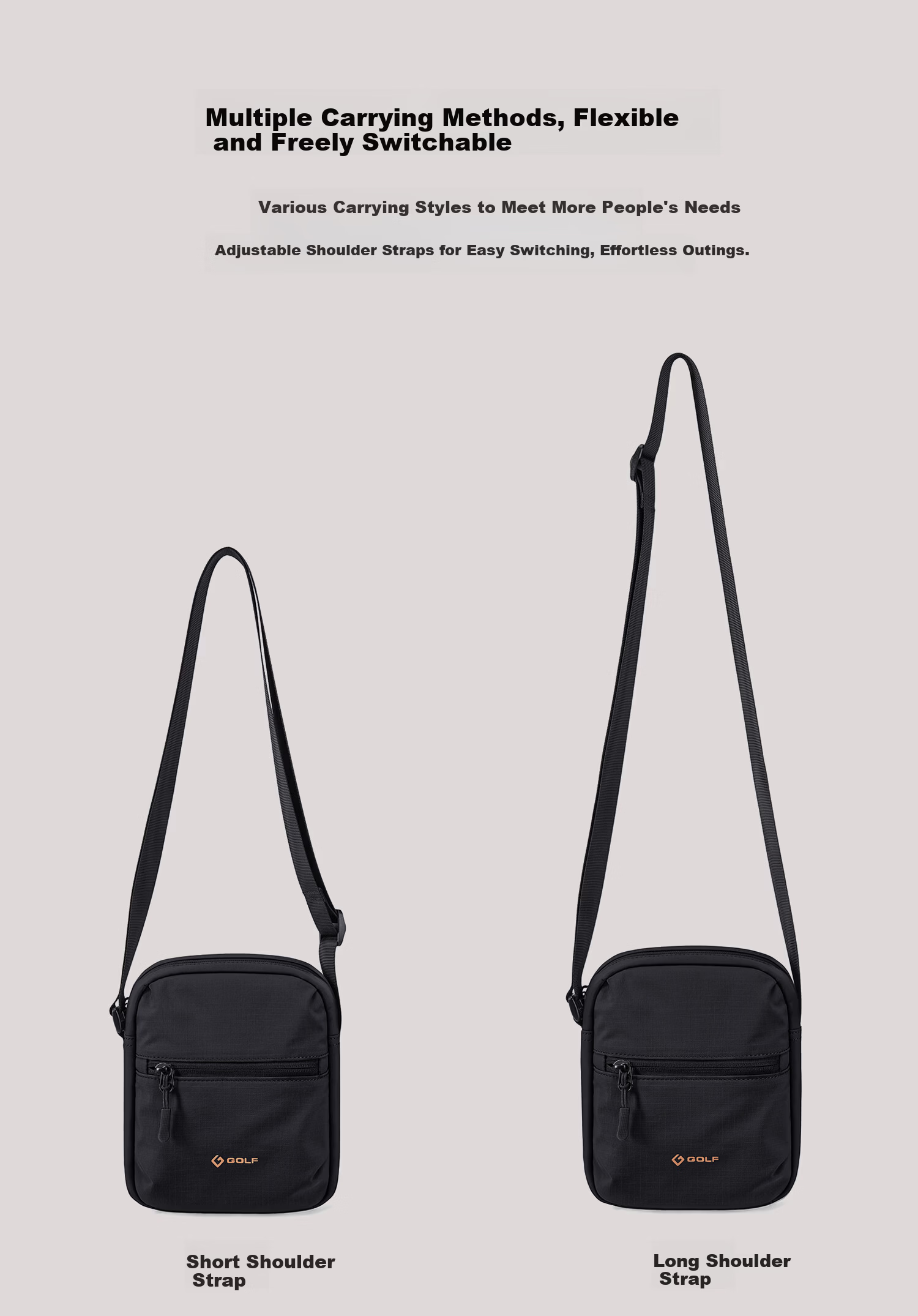 GOLF Men's Lightweight Single Shoulder Crossbody Bag iPad Phone Casual Sports Cycling Small Shoulder Bag for Women 12