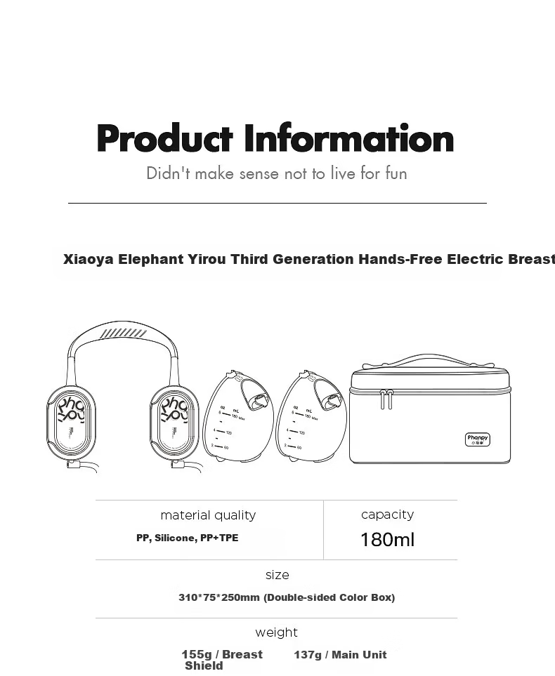 Xiaoyaxiang Hands-Free Double Electric Breast Pump Portable Neck-Hanging Variable Frequency High Suction Milk Extractor with Storage Bag 22
