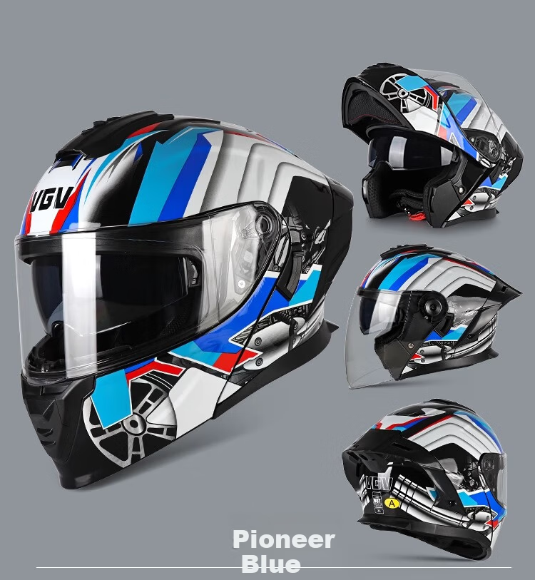 VGV Motorcycle Electric Vehicle Helmet Flip-up 3C Certified JD Self-operated Summer Helmet Engine Black XXL 10