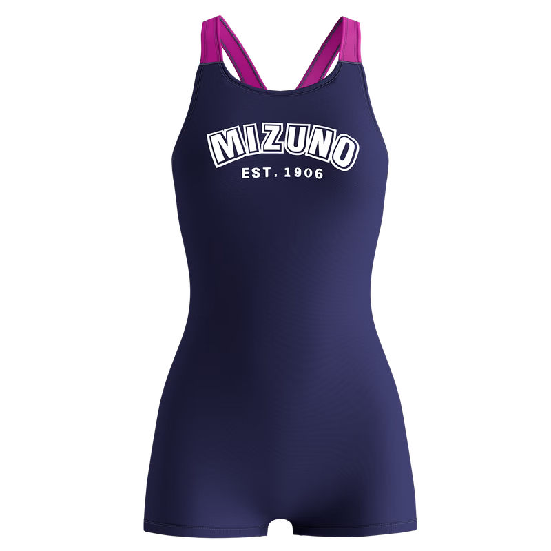 MIZUNO Children's One-Piece Swimsuit for Girls, Square Leg Design, Professional Training, Beginner Swimwear, Soft And Form-Fitting Swimming Gear, AB401 Blue, Size 160
