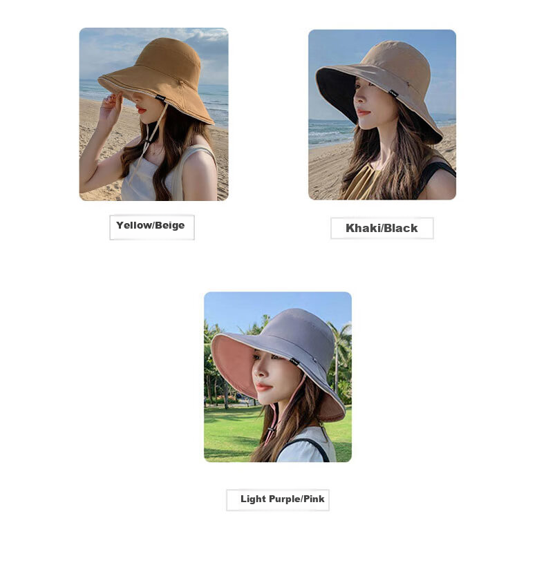 TUCANO Women's Summer Sun Protection Hat Wide Brim Outdoor UV Protection Foldable Reversible Fisherman Hat 22