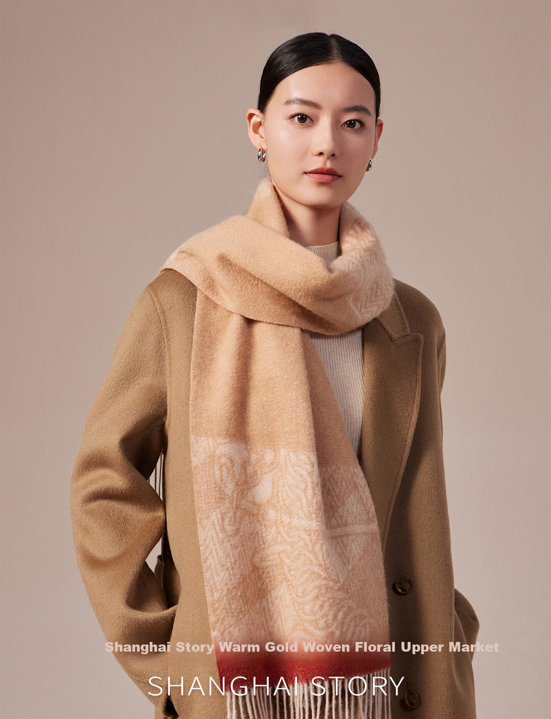 Shanghai Story Autumn Winter New 100% Cashmere Extended Scarf Jacquard Neck Warmer Gift Box for Elders Mom Mother's Day Birthday Gift 1