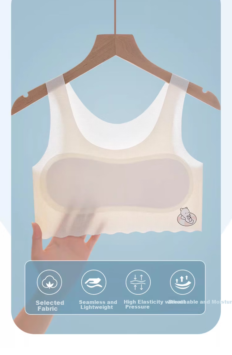 GUJIN Stage One Development Vest Summer Ice Silk Seamless Girls' Underwear Anti-Peek 6-16 Years Old Schoolgirl Children's Innerwear 3