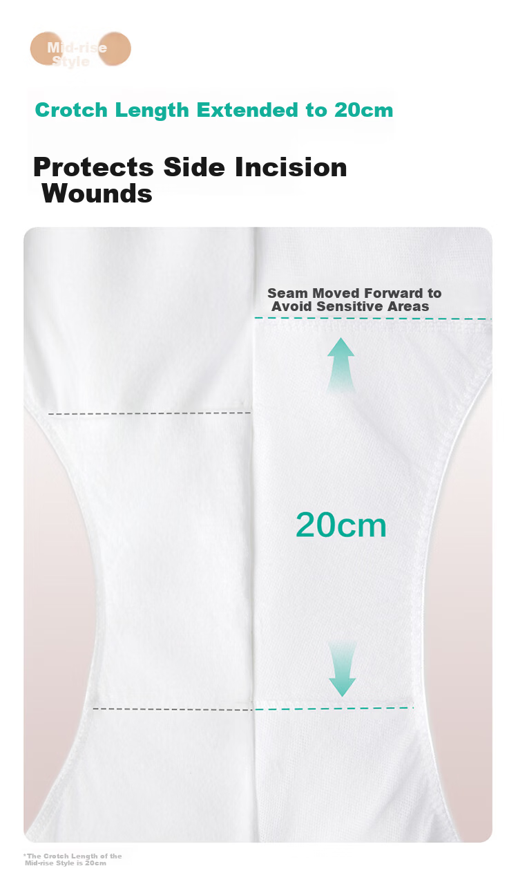 PurCotton Disposable Women's Cotton Maternity Underwear Mid-Waist Sterilized Travel Postpartum L Size 10
