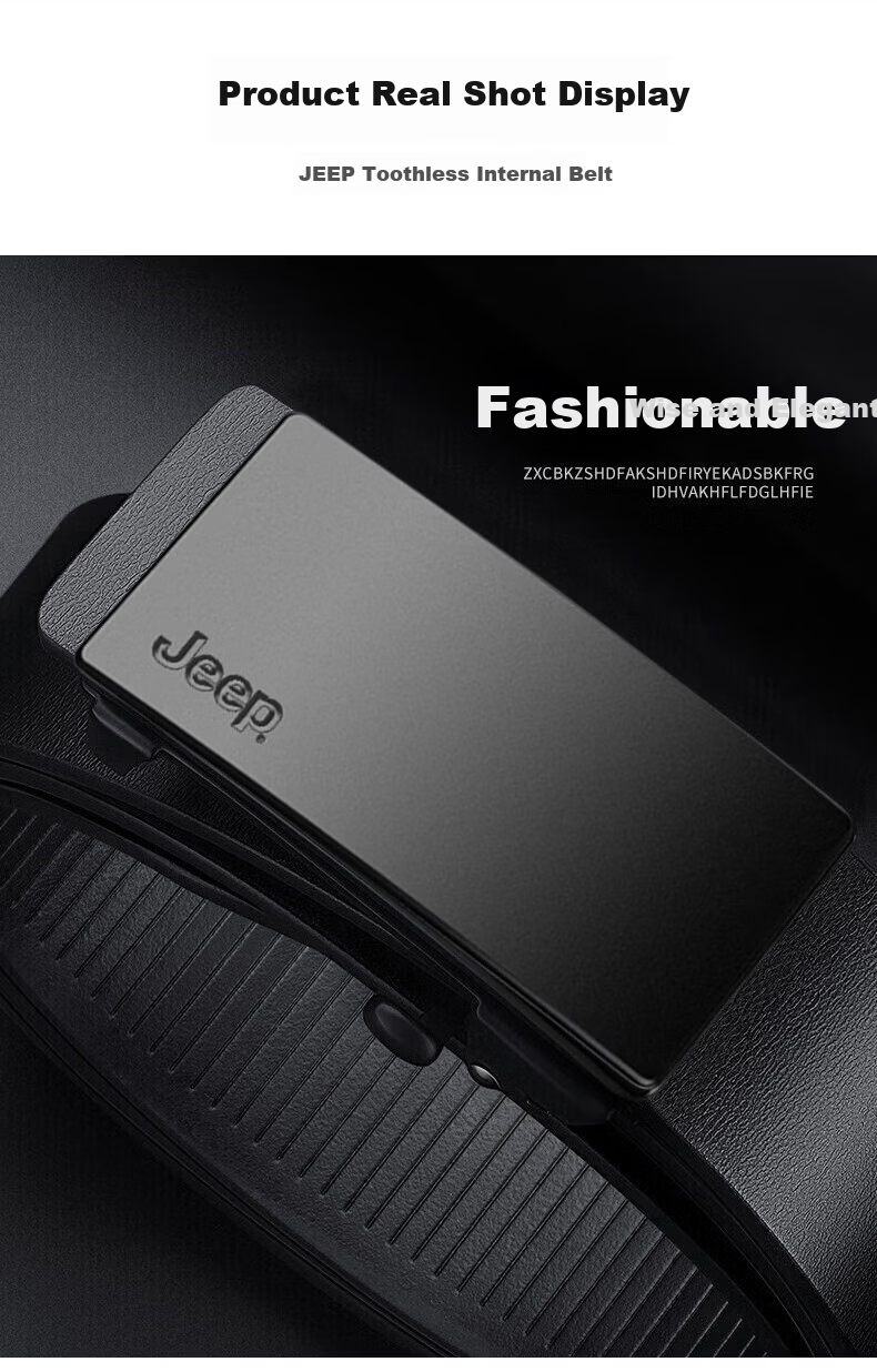 JEEP Men's Leather Belt, Genuine Cowhide, Automatic Buckle, New Style Inner Belt, Father's Day Gift for Dad 14
