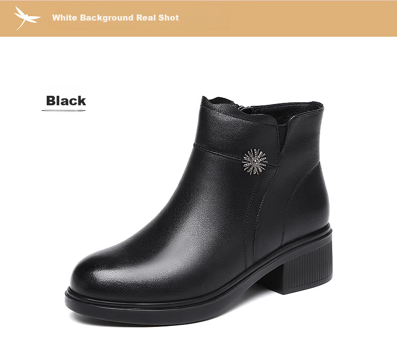 Red Dragonfly Women's Leather Short Boots Fleece Lined Slim Fit Soft Leather Boots WTC434401C 14