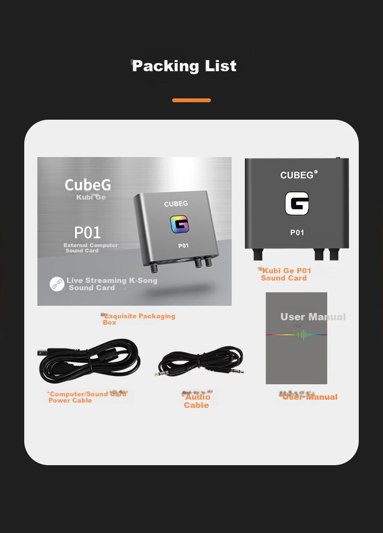 CubeGP01 Built-in 48V Professional Software Sound Card Live Streaming Recording Gaming Wired Wireless Recording Professional Streaming Equipment Official Debugging [Requires Computer Connection] 12