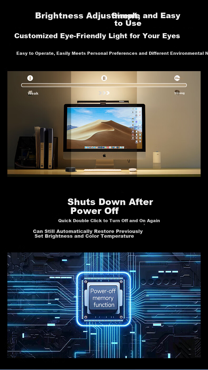 AOC AGON RGB Full Spectrum Monitor Hanging Light Computer Display Eye Protection Reading Lamp Dual Light Source ALB508G 10