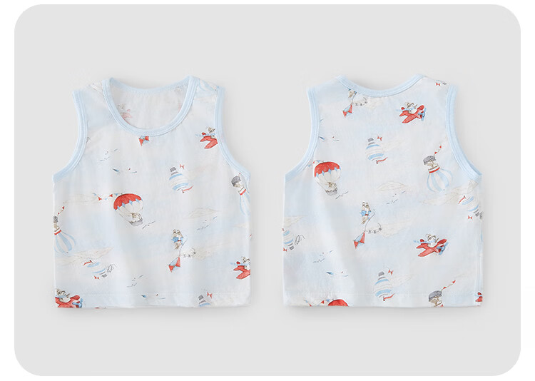 Xiyuan Kids Summer Thin Cotton Vest 2-Pack Unisex Children's Tank Top 7A Antibacterial Baby Inner and Outer Wear Sleeveless Shirt 12