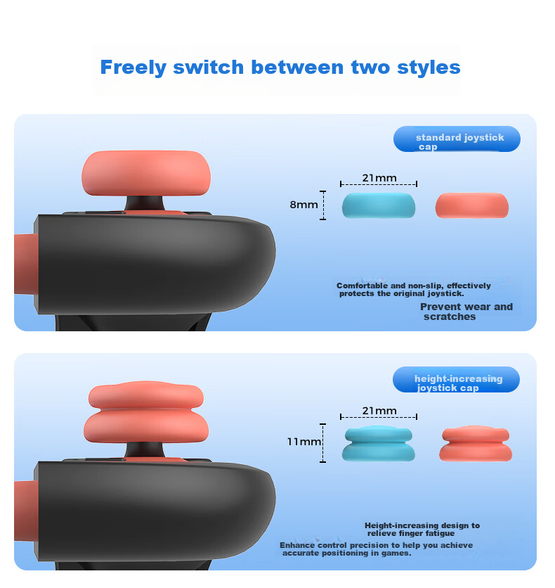 Liangzhi Replacement Joystick Caps for Nintendo Switch OLED Joy-Con Controllers Orange Blue NS2 Accessories L1121 6