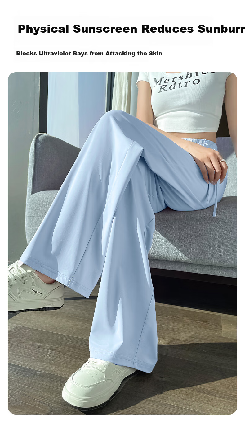 Baleno S&K UPF50+ Women's Sunscreen Pants 2026 Summer New Ice Cool Breathable High Waist Straight Slim Casual Pants 5