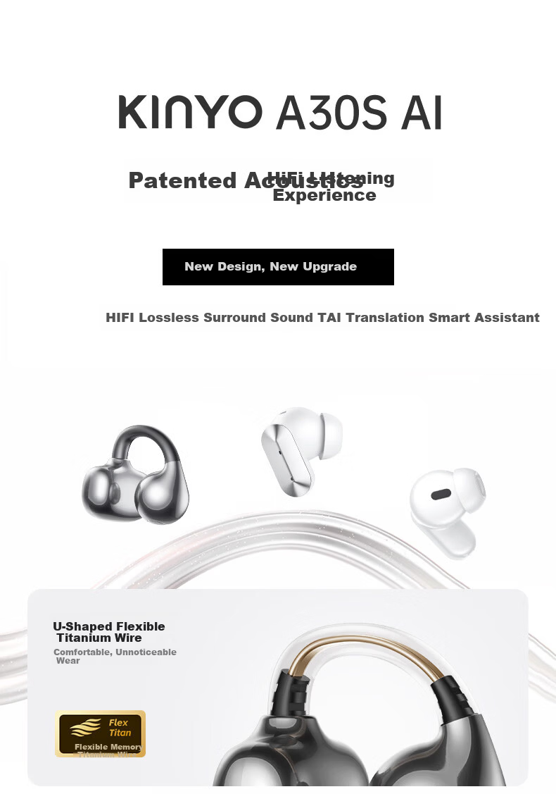 Jinyun 2026 Latest AI Noise-Cancelling Dual Bluetooth Earbuds In-Ear Clip-On Two-in-One Deep Active Noise Cancellation Long-Lasting Comfortable A30s 7