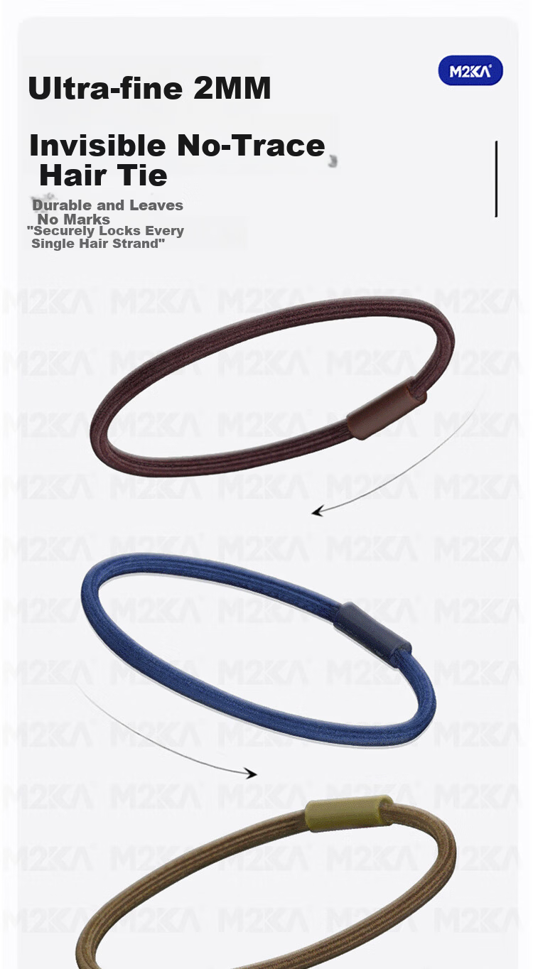 M2KA Invisible Seamless Sports Hair Ties for Women High Ponytail Bun Hair Bands High Elasticity 2mm Mixed Color 10 Pieces 1
