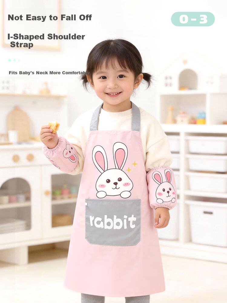 9I9 Baby Apron, Waterproof Children's Smock, Drawing Clothes, Kids' Eating Clothes, Anti-Dirt Easy-To Reverse Wear Clothes with Sleeves, Tiger Patter 5