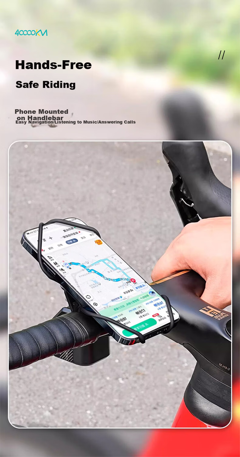 40,000 Kilometers Bicycle Phone Mount Silicone Shockproof Phone Holder for Mountain and Road Bikes Cycling Gear 4