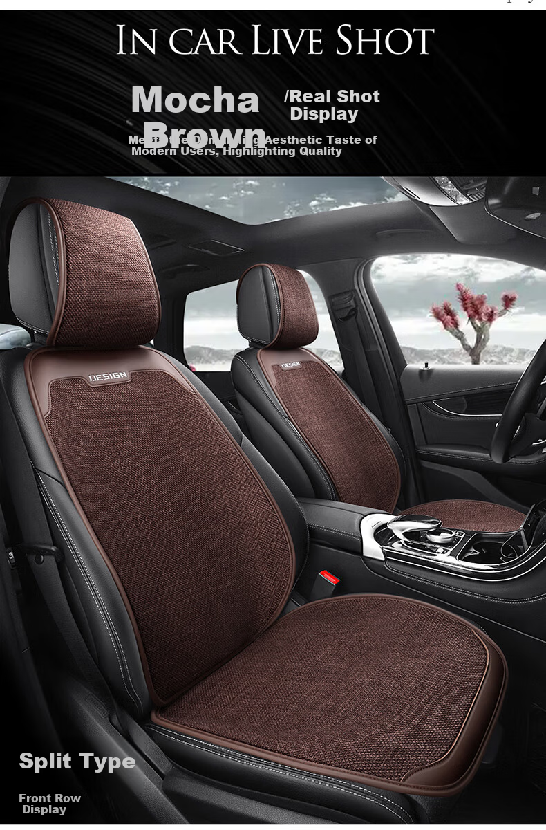 Jiabalan Car Seat Cushion Linen Semi-Enclosed Four-Season Universal Ventilated Breathable Comfortable Seat Cover Cushion 28