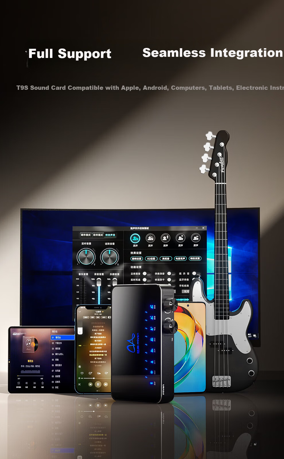 Meisheng T9S Sound Card Live Streaming Equipment Complete Set for Karaoke, External Mobile Phone And Computer Microphone, Wireless Microphone, Douyin Singing Recording, Voice Acting, Gaming, Outdoor Live Streaming Professional Kit 22
