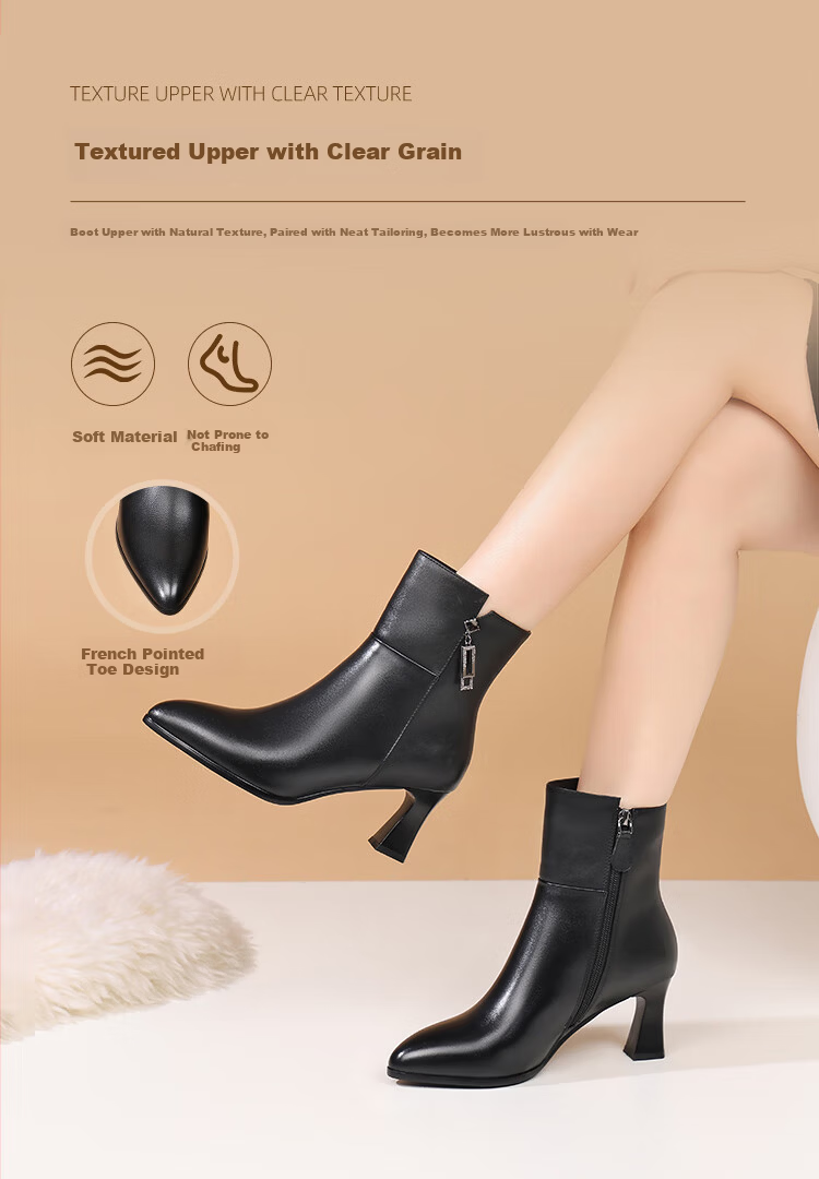 RED DRAGONFLY Women's Winter High Heel Lightweight Ankle Boots, Chunky Heel Commuter Pointed Toe Fashion Boots WFC450401B Black Size 37 4