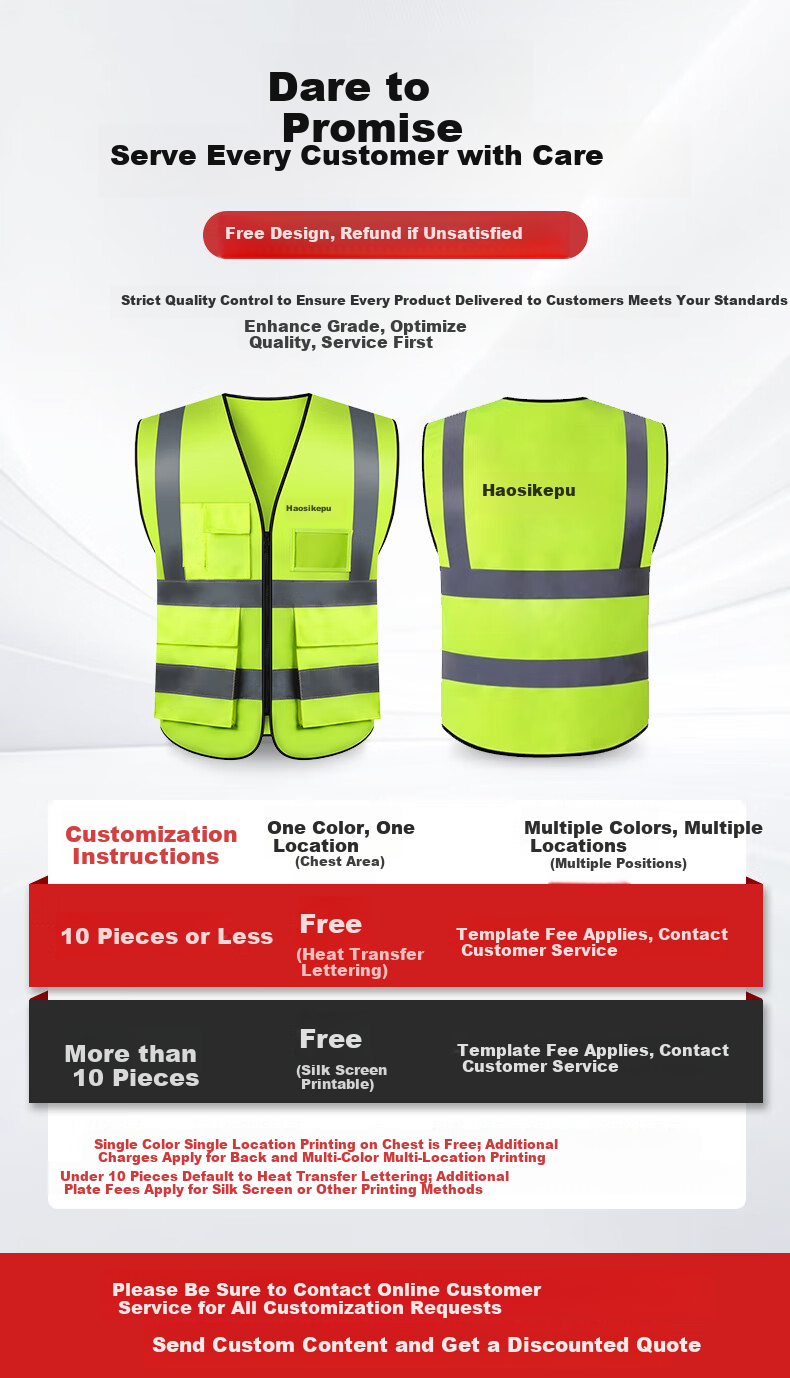 Haosikepu Reflective Vest Construction Warehouse Typhoon Warning Breathable High-Visibility Safety Vest [Same/Next Day Delivery] Orange Multi-Pocket Zipper 1