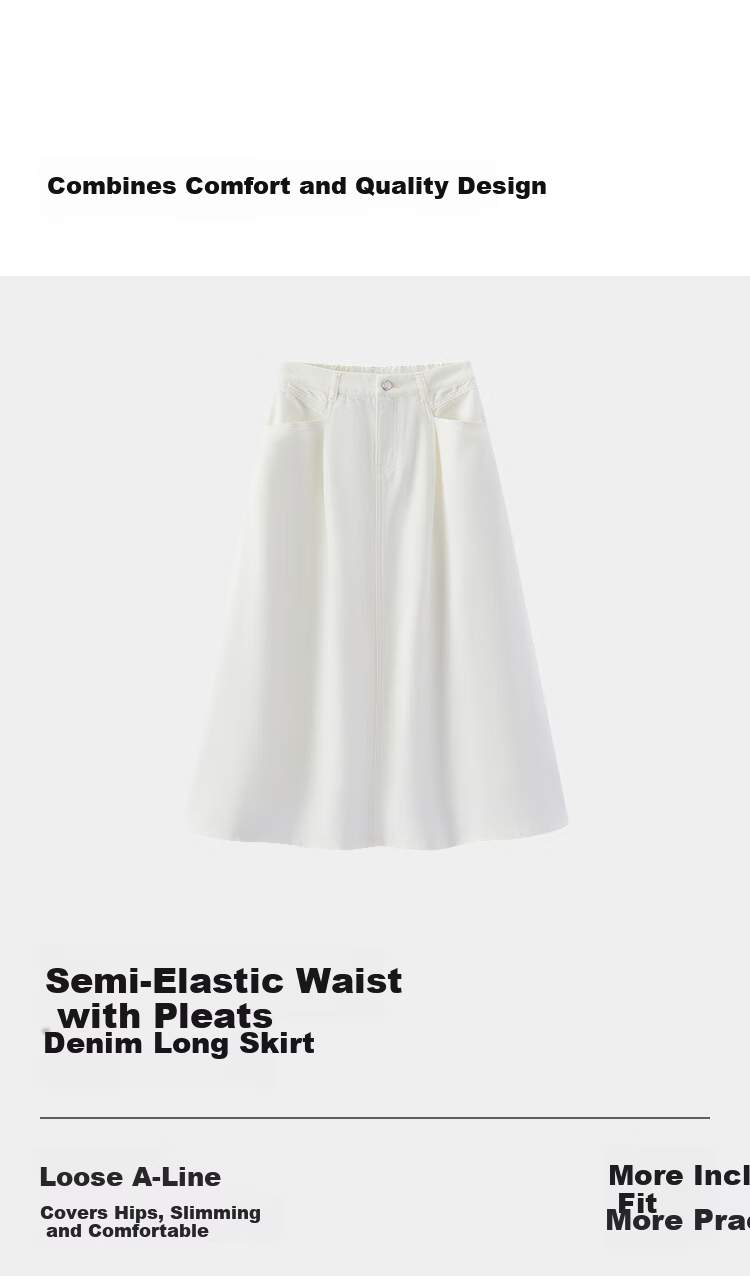 Semir Women's Denim A-Line Pleated Skirt Summer Cool Feeling Slim Fit Long Skirt 2026 Simple Hong Kong Style 109326120002 9