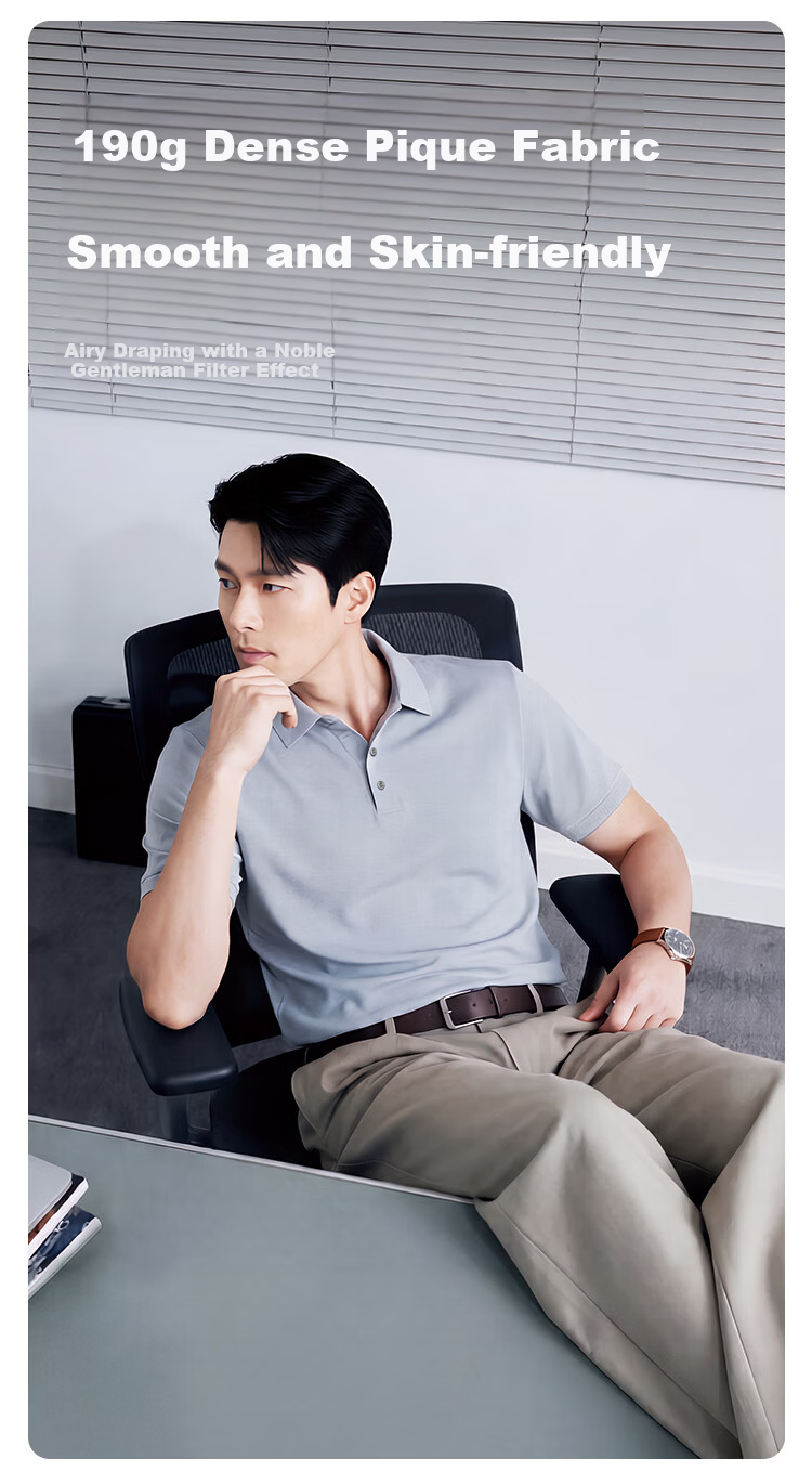 JD Jingzao Mulberry Silk Men's Polo Shirt Short Sleeve High-End T-Shirt Spring Summer Cool Business Casual Elegant Black Zipper M 4