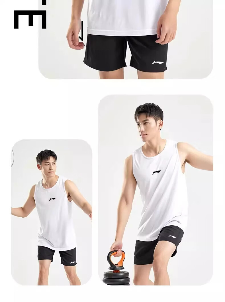 Li-Ning Men's Quick-Dry Sleeveless Sports Tank Top 2026 New Running Basketball Fitness Breathable Wide Shoulder Shirt 15