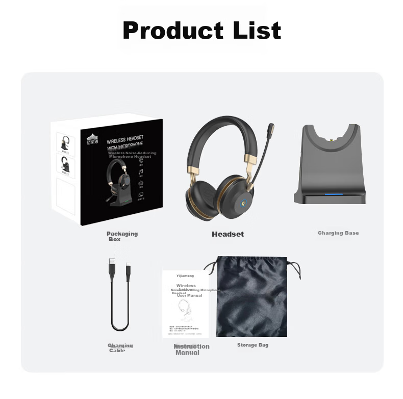 Yijiatong Over-Ear Call Center Headset ENC Active Noise Cancelling S600D 3.5MM Single Jack + USB + Type-C Volume Control Button Office Commercial Online Education Black 15