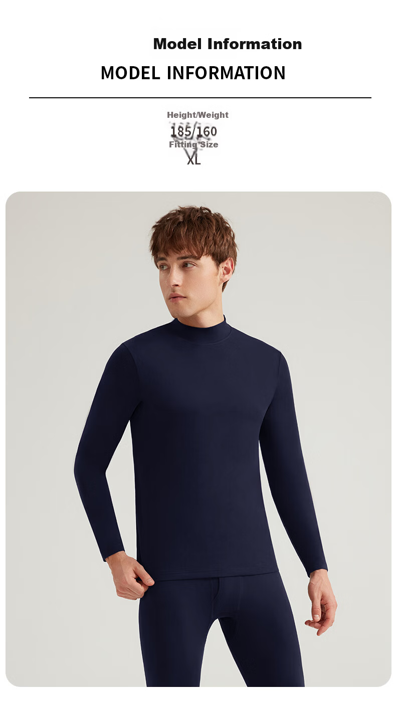 CASENLAND Men's Pure Cotton Thermal Underwear Set Autumn Shirt and Pants Cotton Knit Warm Base Layer 22